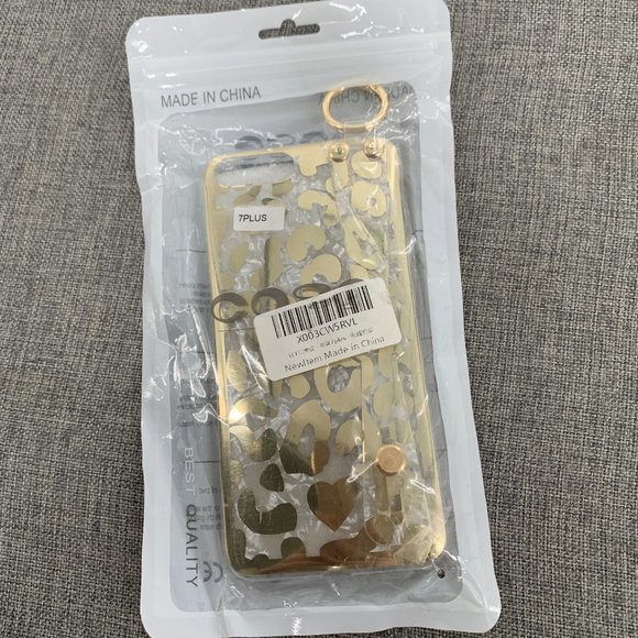 New! 7Plus Clear Gold Leopard Phone Case - Picture 3 of 9